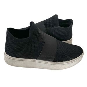 EILEEN FISHER Black Knit Sneakers Slip On White Sole Cushioned Woman’s Size 8.5